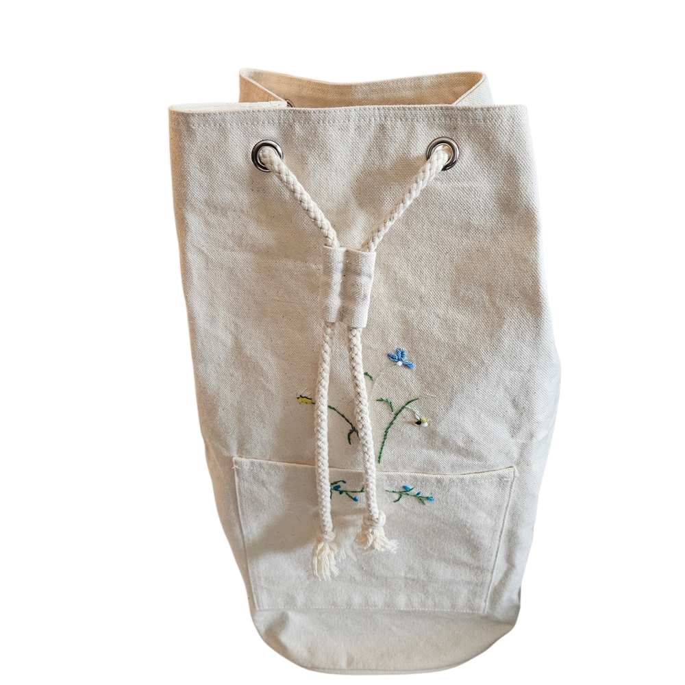 Embroidered Beach Bag Countrycore,    Large  Canvas Backpack 19x13